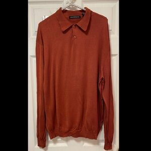 Vintage Statements Washable Silk Blend Collared Orange Pullover Sweater Sz XL